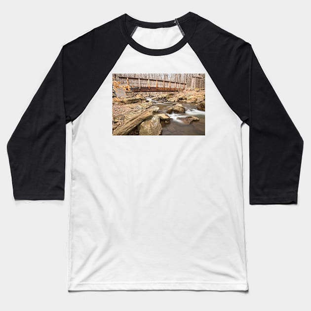 Cunningham Forest Bridge & Water Stream Baseball T-Shirt by somadjinn